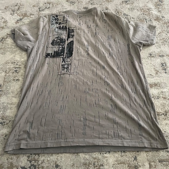 Grunge American Rag Cie Men’s Distressed T-Shirt — Light Green (Size XL) - Picture 6 of 7